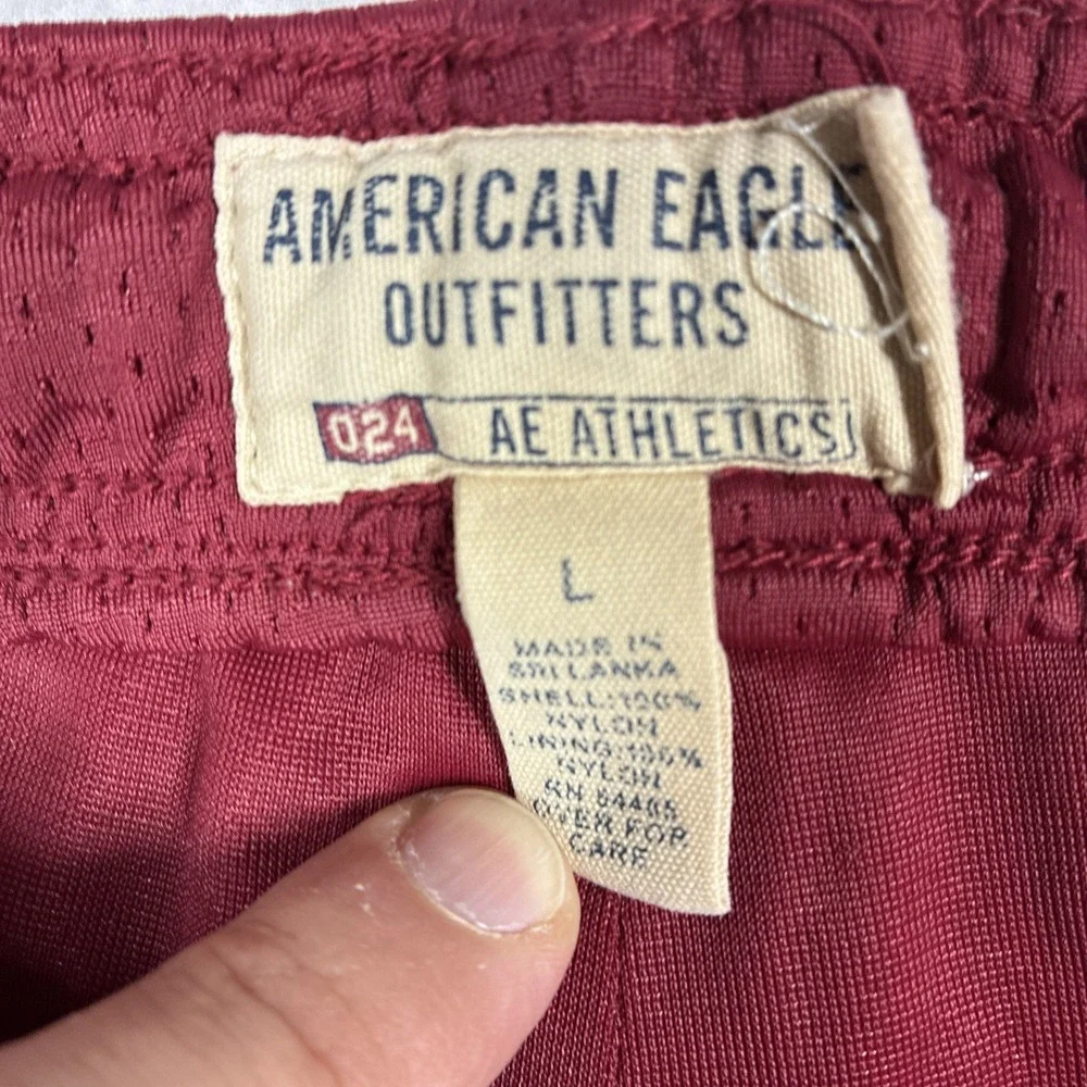 Vintage American Eagle Mens Basketball Shorts Y2K Large Red A24 Mesh Preppy